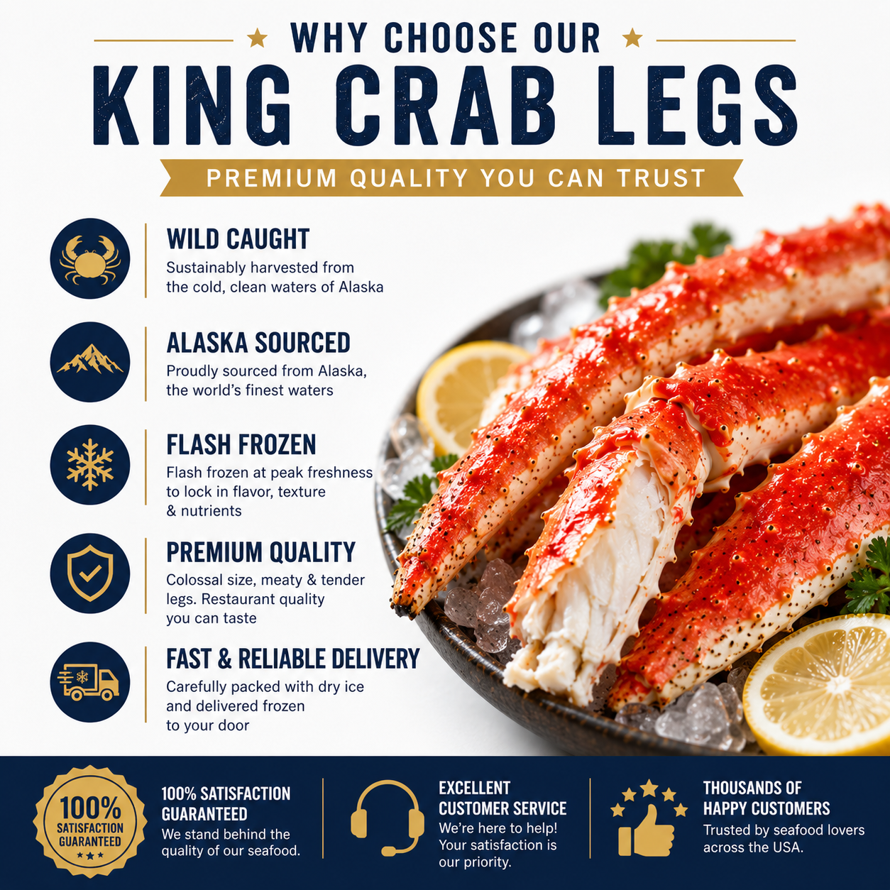 Wild-Caught Alaskan King Crab Legs | Premium Jumbo Crab Legs | Fast Frozen Fresh Seafood