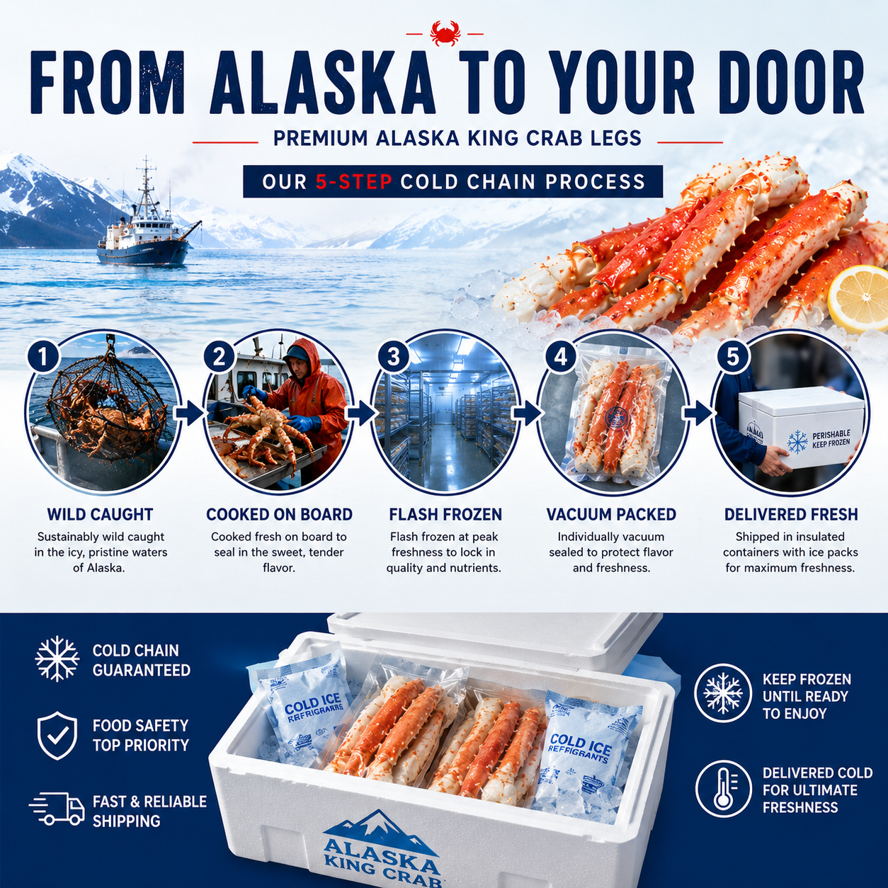 Premium Wild Caught Alaskan King Crab Legs | Fully Cooked & Flash Frozen