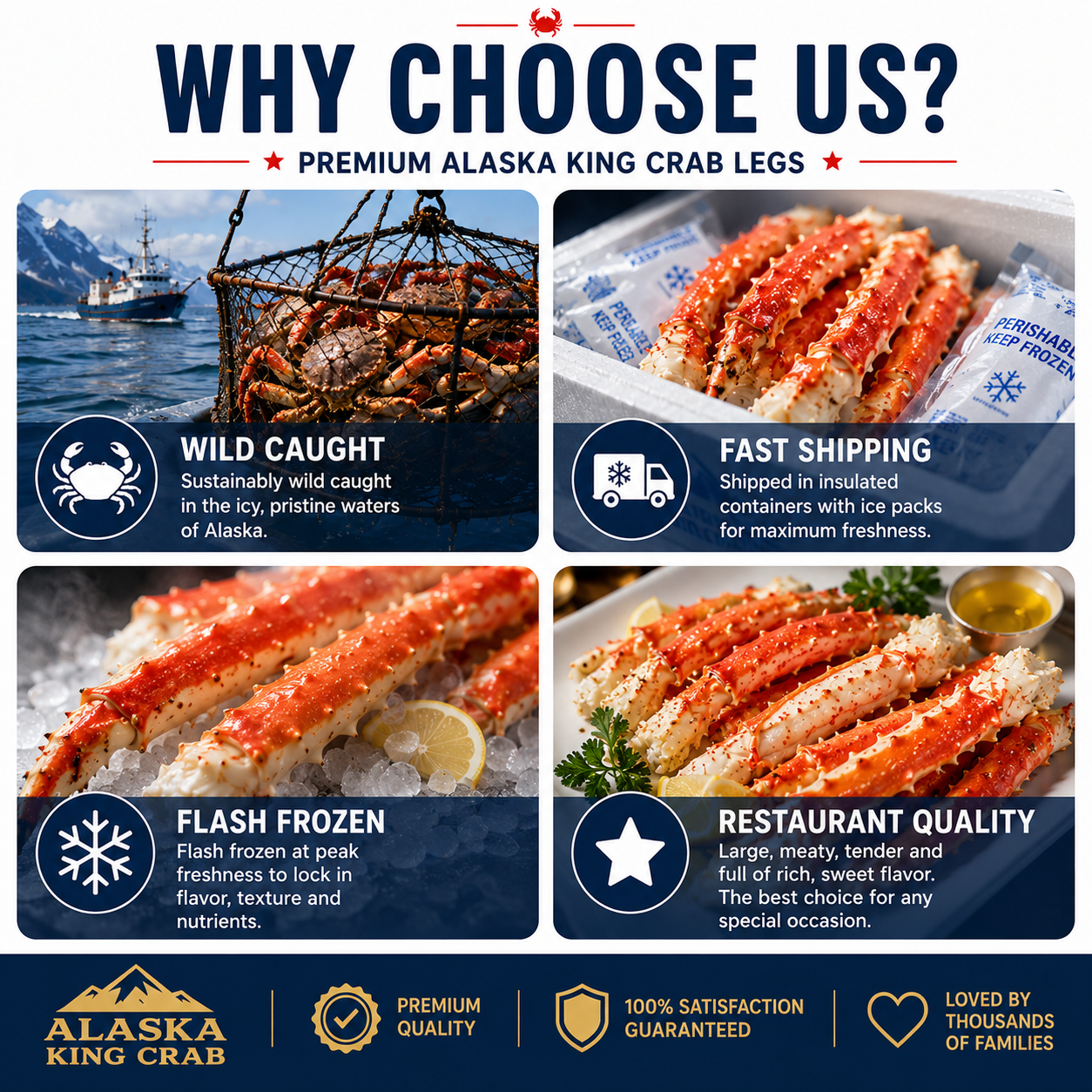 Premium Wild Caught Alaskan King Crab Legs | Fully Cooked & Flash Frozen